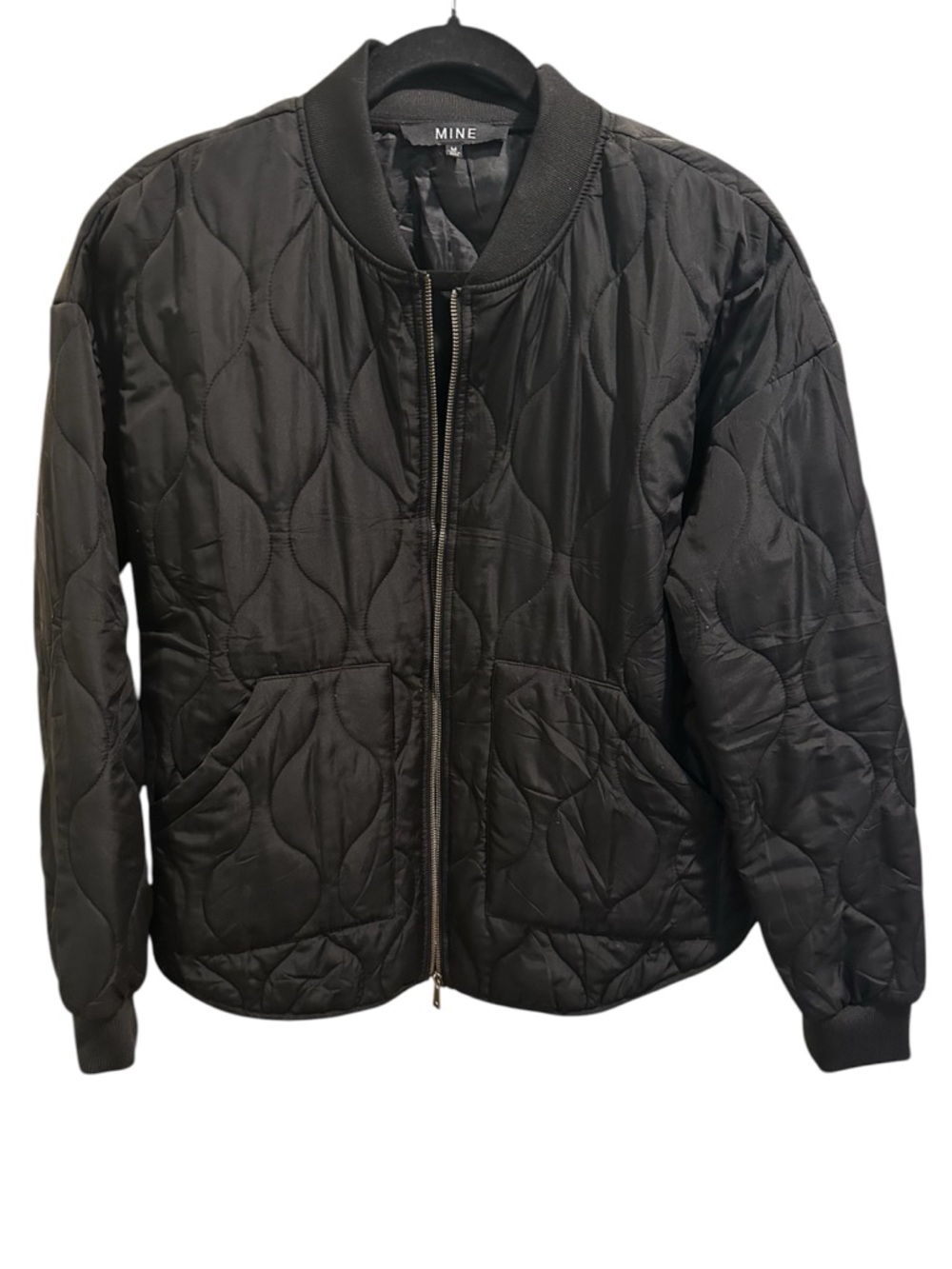 MINE Black Quilted Bomber Jacket